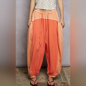 #1188 POL Sunset Layered Contrast Boho Lounge Pants